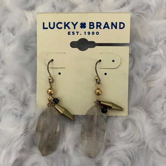 Lucky Brand Jewelry - Lucky Brand Beaded Light Gray Drop Earrings